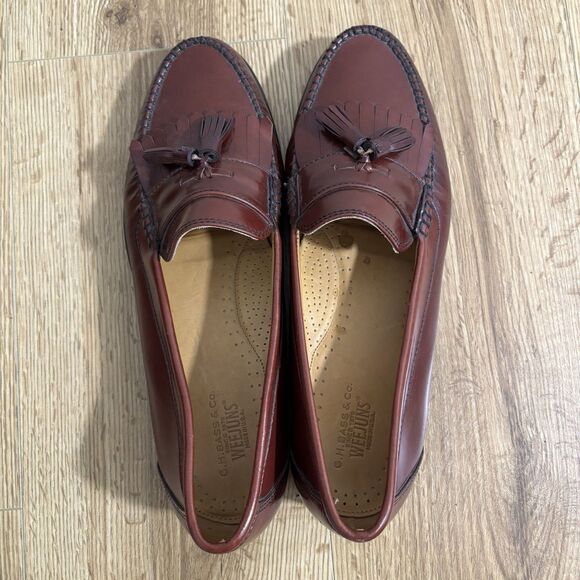 G.H. Bass Weejuns Layton Kiltie Loafer Men’s 12 D  Burgundy Leather USA Made Vtg main image 5